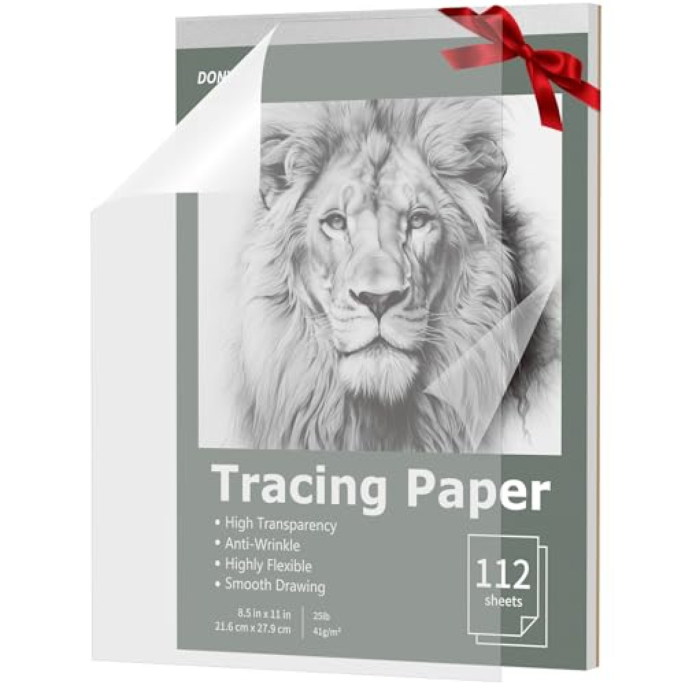 Tracing Paper 8.5" x 11", 112 Sheets Transparent Vellum Paper for Tracing Pads, Christmas Birthday Gifts for Adults Teens Kids, 25lb/41gsm Translucent Tracing Paper for Sketching, Drawing, Overlays