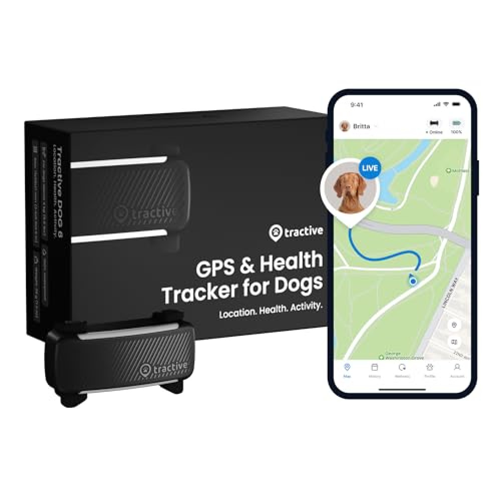Tractive GPS Dog Tracker (2025 Release) | Real-time Pet Location Tracker | Health & Wellness Alerts | Virtual Fence for Dogs | Bark Monitoring | Dog Collar Attachment (Black) GPS Devices Fiyatı