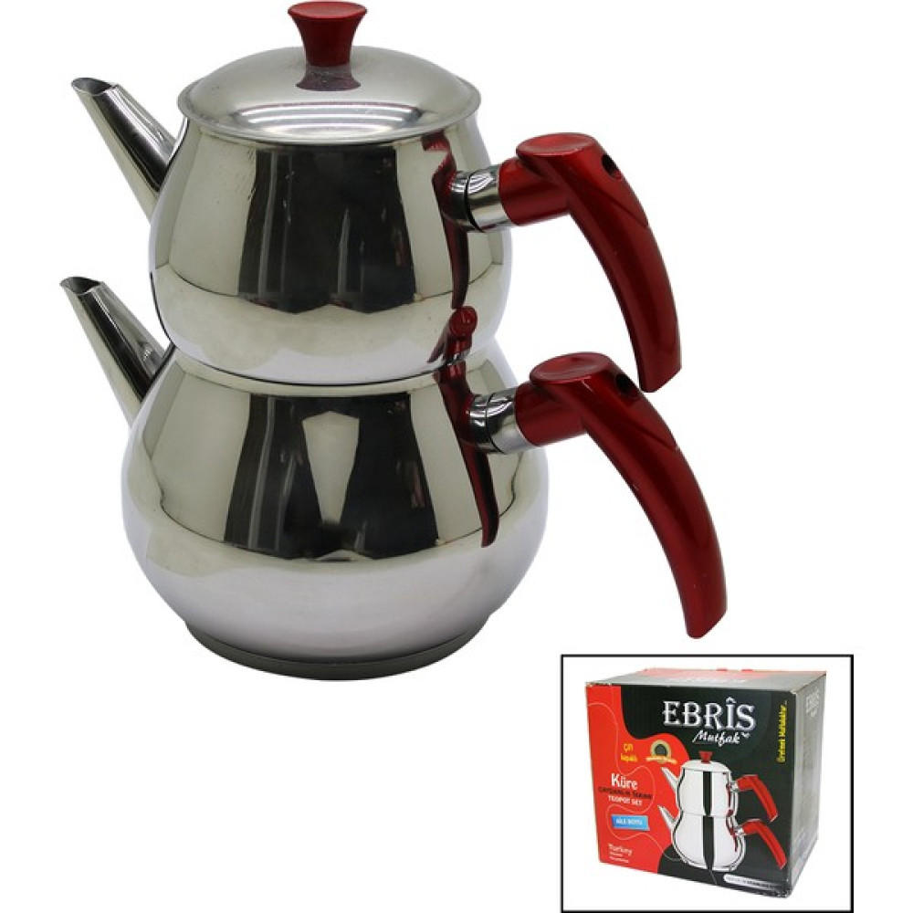 Trade Jam Aile Büyük Boy Küre Çelik Çaydanlık Seti Üst: 1.2lt - Alt: 2lt (4396) Çay / Çaydanlık Setleri Fiyatı