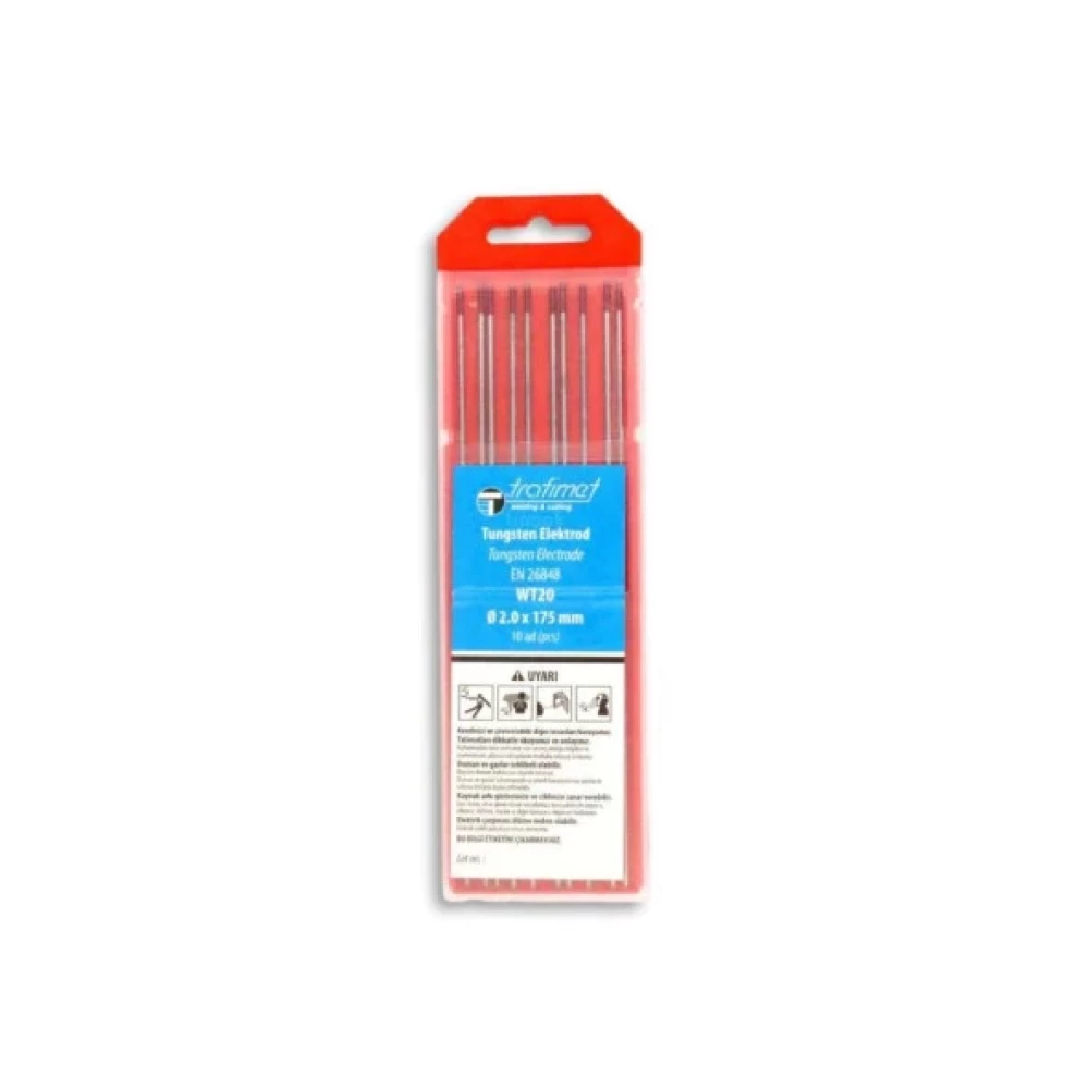 Trafimet Wt20 Kırmızı Toryumlu Tungsten Elektrot 10'Lu Paket 2,0Mm Kaynak Makineleri Fiyatı