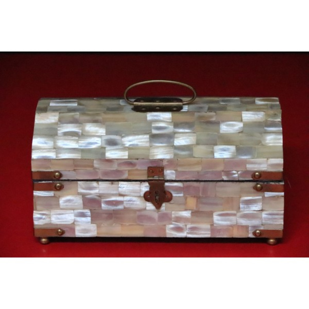Tram56 Sedef Kaplı Bronz Işenmiş Usta Işi Ahşap Sandık Kutu. 21X11CM. Y:10CM. - Beyaz - 21x11 Hurç Fiyatı