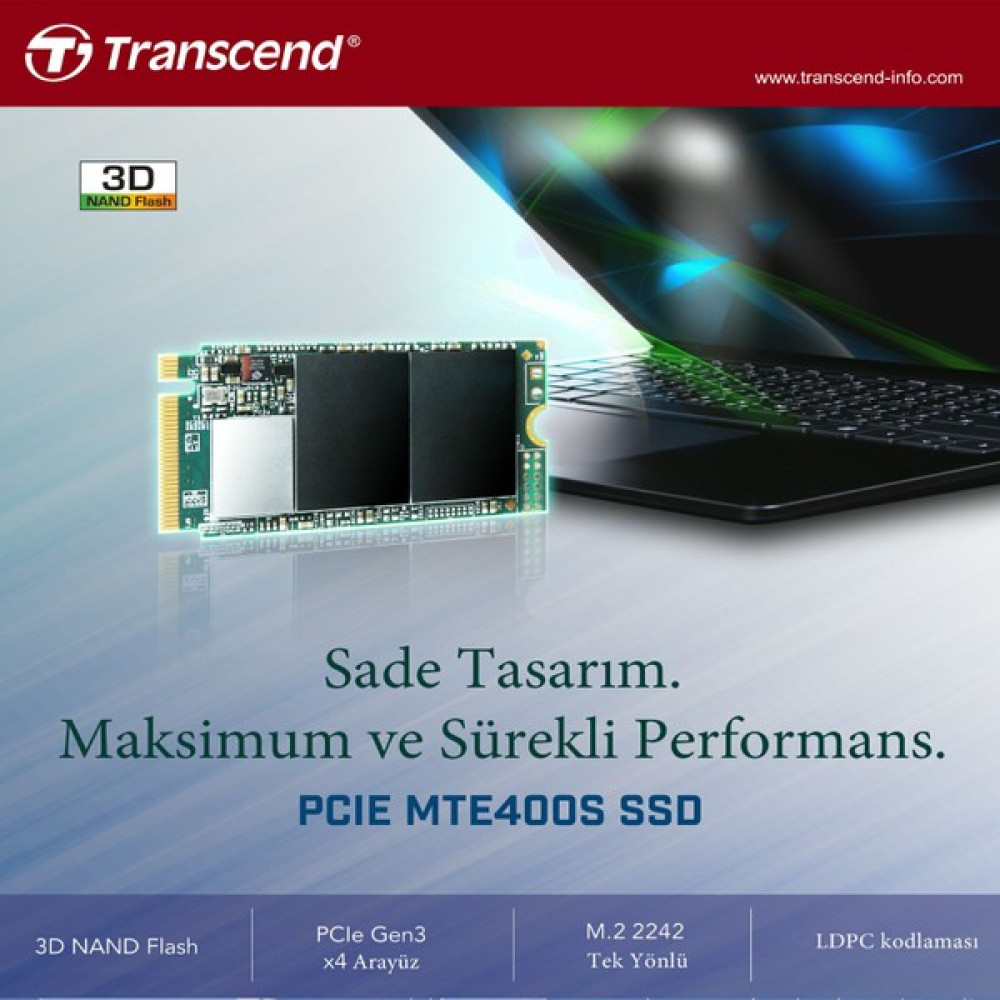 Transcend TS1TMTE400S 1tb 2.000/1.700 Mb/s Pcıe GEN3X4 Nvme 3D Tlc M.2 SSD SSD / Solid State Drive Fiyatı