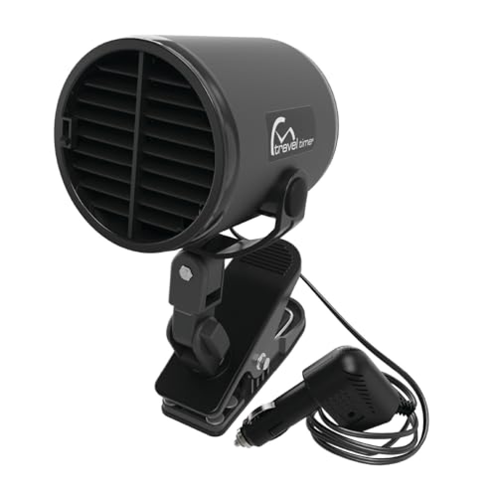 Travel Time 12V Turbo Fan Clip-On, Black – Universal for Most Vehicles, Variable Speed Control, Cooling Fan, Portable Fan for Cars & Trucks