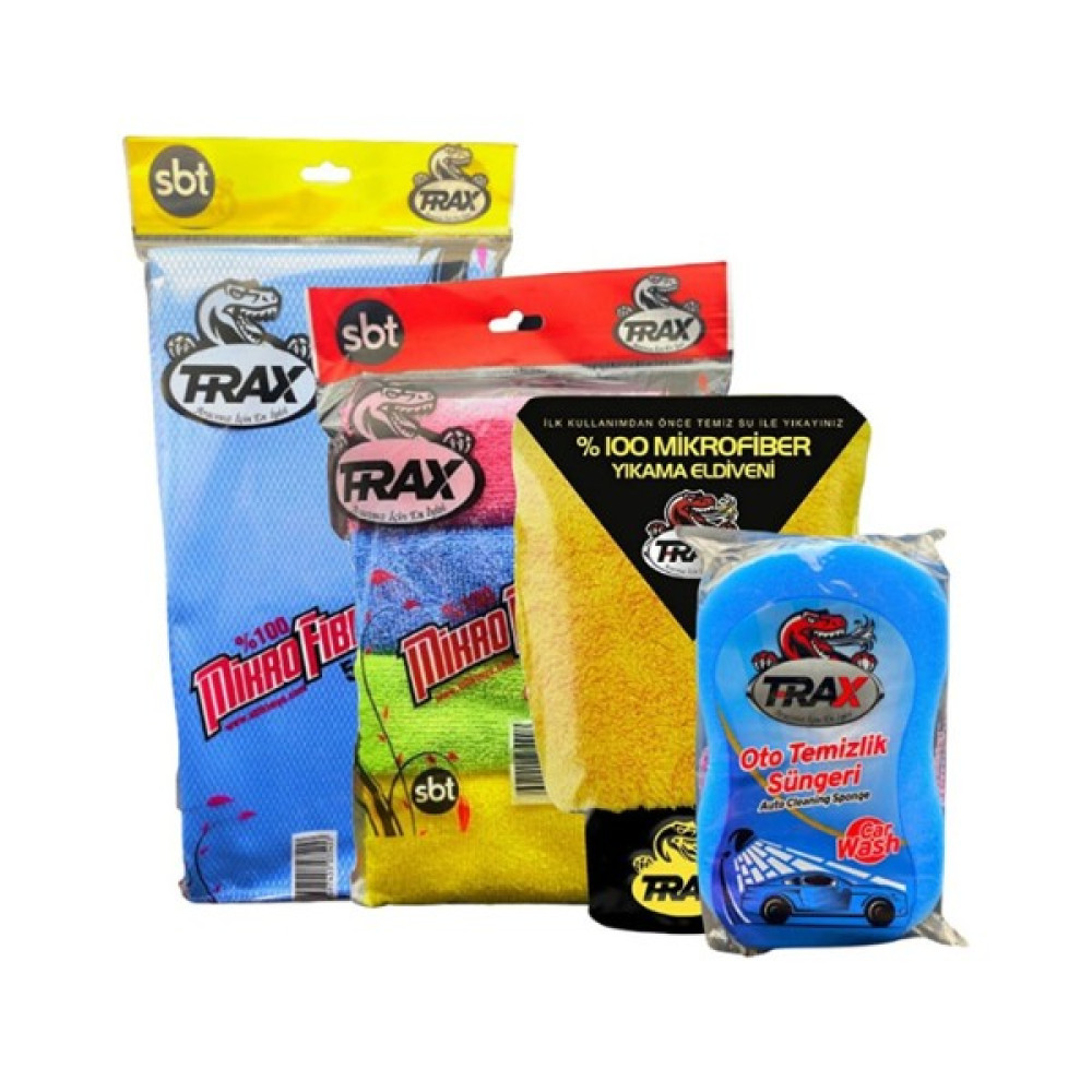 Trax Mikrofiber 50X70 Süper BEZ&100% Mikrofiber Yıkama Eldiveni&4lü 30X30 Bez&oto Araba Yıkama Süngeri Oto Bakım Bezleri Fiyatı