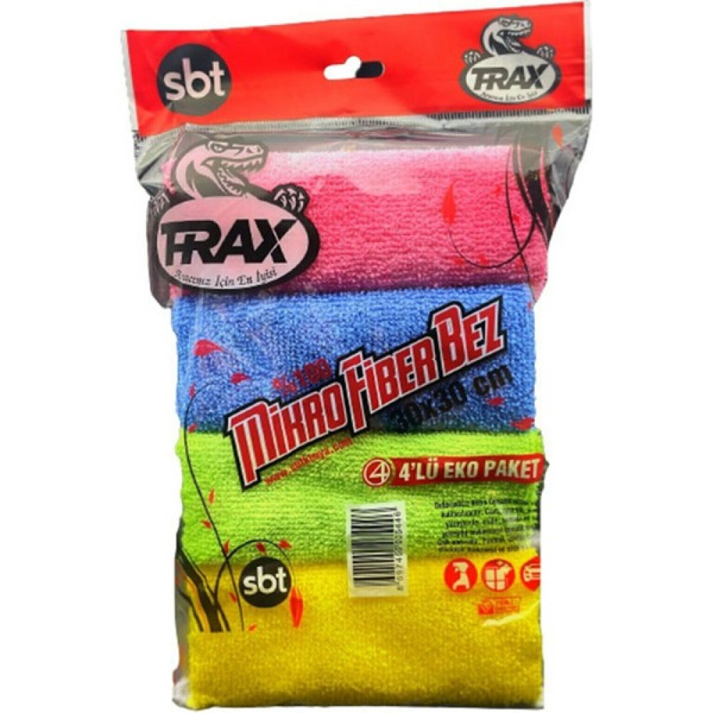 Trax Oto Cam ve Temizlik Bezi Nano Teknoloji Mikro Fiber Bez Eko Paket 4 Lü 30X30 Oto Bakım Bezleri Fiyatı