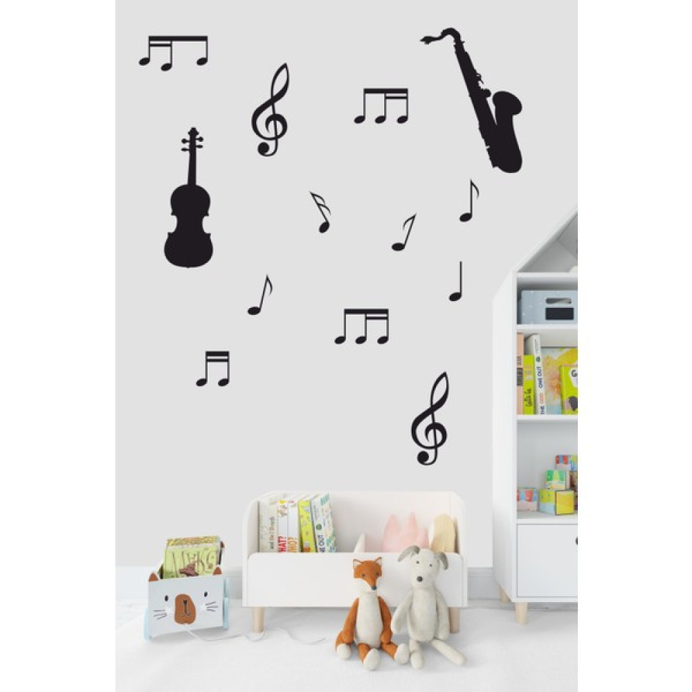 trc trafik Müzik ve Notalar Dekortaif Duvar Sticker Siyah 12'li Nota 2'li Müzik Aleti - 120 x 30 cm SSD / Solid State Drive Fiyatı