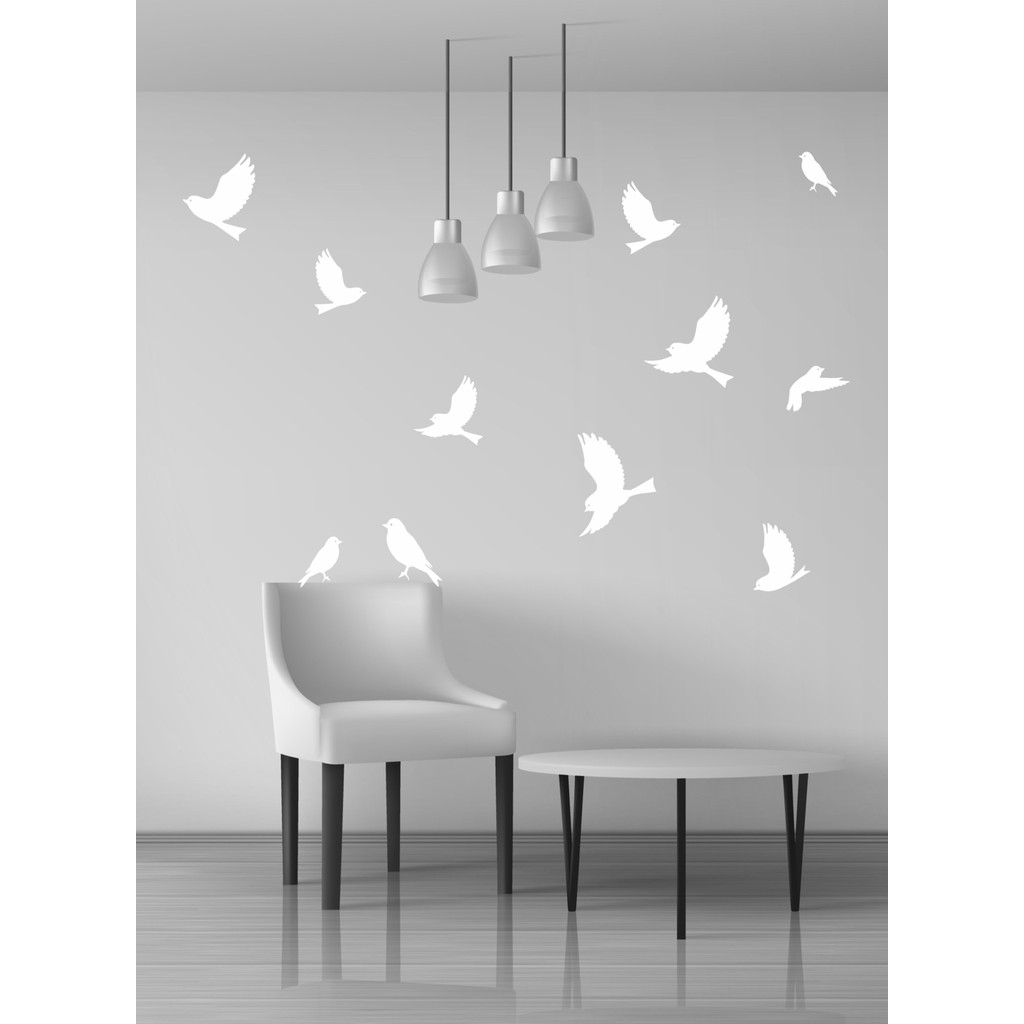 trc trafik Uçan Kuşlar Dekoratif Duvar Sticker Kuş Sürüsü Beyaz (22 Adet) - 120 x 31 cm Evcil Hayvan Ürünleri Fiyatı