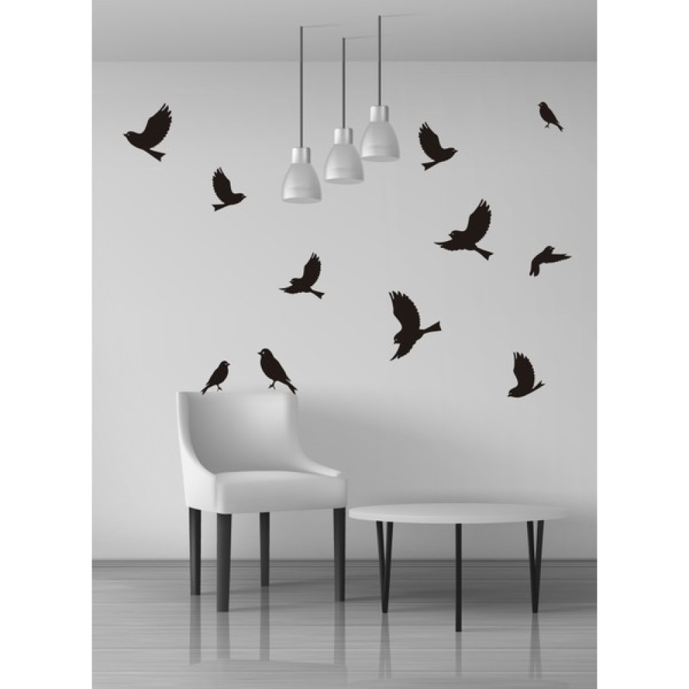 trc trafik Uçan Kuşlar Dekoratif Duvar Sticker Kuş Sürüsü Siyah 22'li - 120 x 30 cm Duvar Stickerı Fiyatı