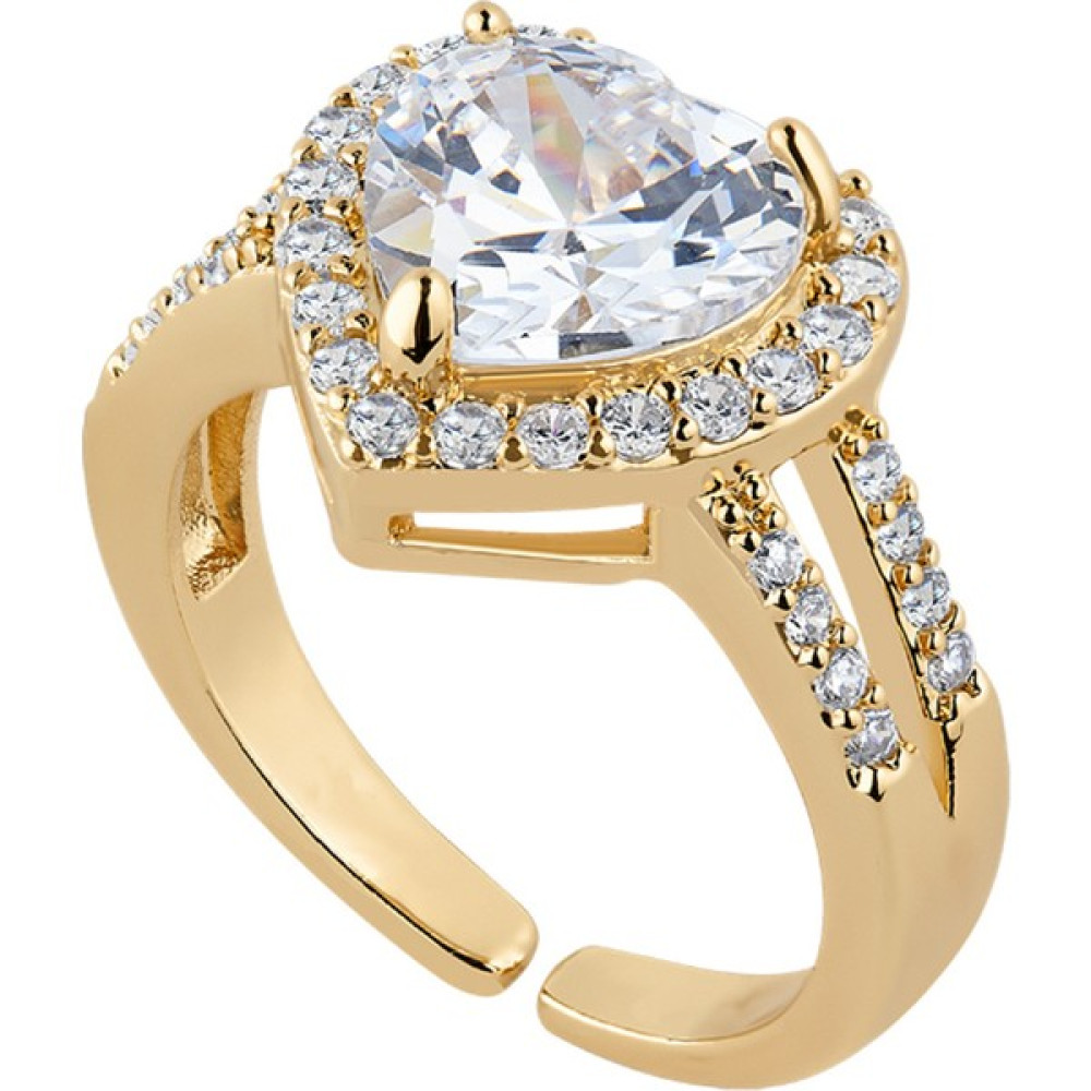 Treasure&Co Gold Renk Kalpli Taşlı Çelik Yüzük - Standart Bijuteri Yüzük Fiyatı