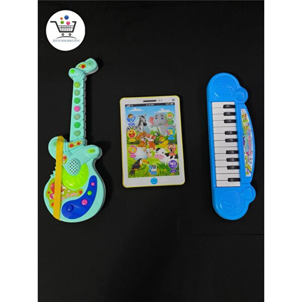 Tredy Shop Zeynurmarketing Üçlü Oyuncak Seti Pilli Sesli Türkçe Tablet-Gitar-Piyano - Mavi Eğitici Oyuncak Fiyatı