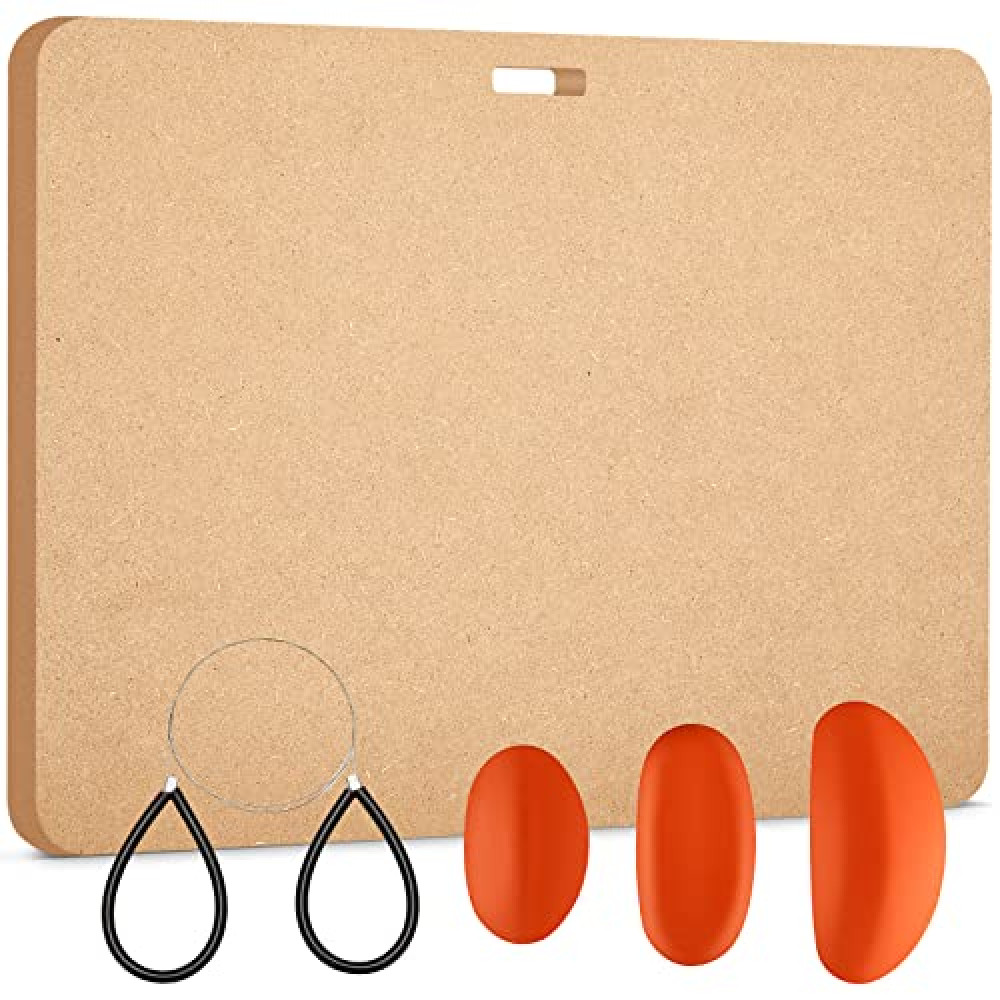 Treela Portable Clay Wedging Board with Built in Handle Ceramic and Clay Supplies 18 x 24 Inch Wood Clayboard with 3 Pcs Clay Ribs and Clay Cutters Wire with Black Handles for Art Crafts Modeling