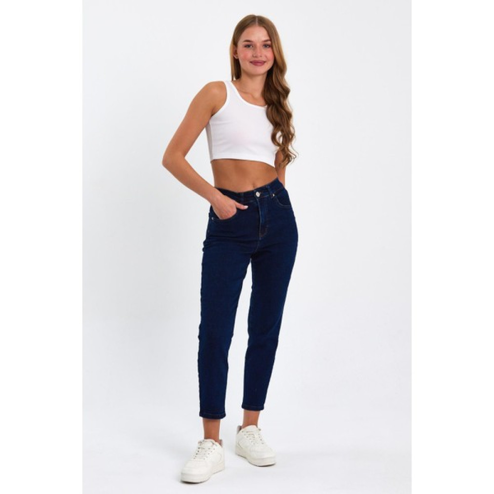 Tref Jns Lacivert Mom Jeans Likralı Kot Pantolon TREF-LACIVERT-MOM-JEAN-212 Bayan Jeans / Kot Pantolon Fiyatı
