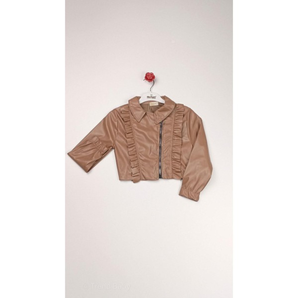 Trend Baby Kids 6-14 Yaş Fırfırlı Deri Ceket Kız Açık Kahverengi Kız Çocuk Mont Fiyatı
