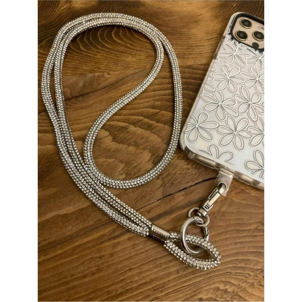 Trend Case Swarovski Taşlı Janjanlı Silver Gümüş Telefon Boyun Askısı Gümüş Taşlı Boyun Ipi Cep Telefonu Aksesuarı Fiyatı