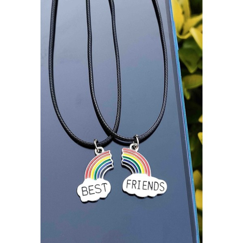 Trend Collection 2 Adet Arkadaşlık Bff Best Friends Kolyesi, Gökkuşağı Kolye - Gümüş Bijuteri Kolye Fiyatı