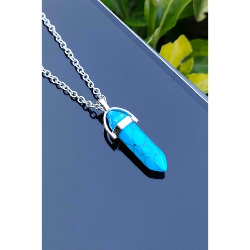 Trend Collection Akuamarin Mavi Desenli Doğal Taş Kristal Kadın Kolye Bijuteri Kolye Fiyatı