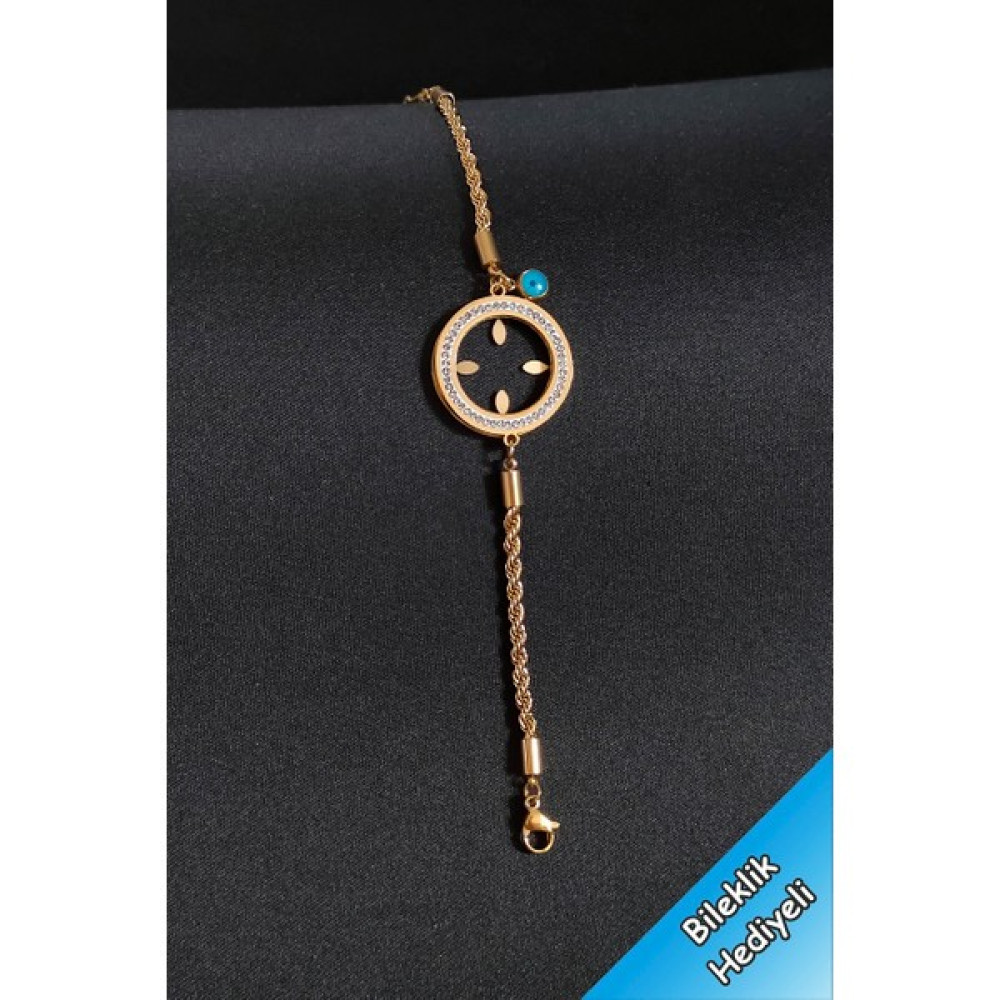 Trend Collection Kadın Gold Burgu Zincirli Model Çeyrek Takılabilen Kararmaz Çelik Bileklik Saat ve Bileklik Aksesuarı Fiyatı