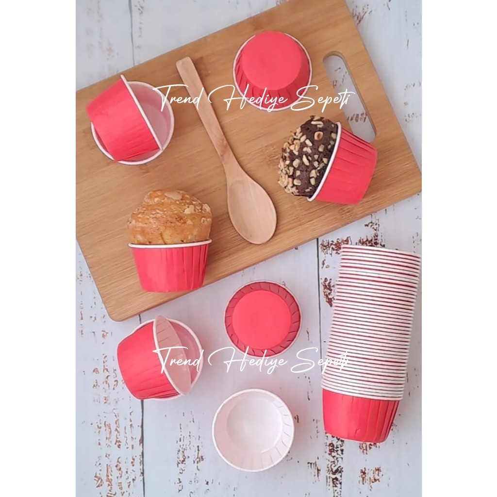 Trend Hediye Sepeti 50'li Kırmızı Muffin Cupcake Kalıbı Kek Kalıbı , Muffin Kek Kalıbı , Airfryer Uyumlu Kek Kalıpları Fiyatı