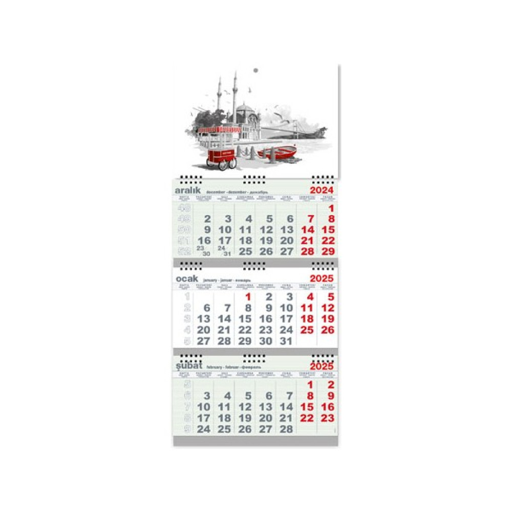 Trend Hediyelik 2025 Vapur Manzaralı Küçük Gemici Takvim Üç Parça Spiralli Takvim Fiyatı