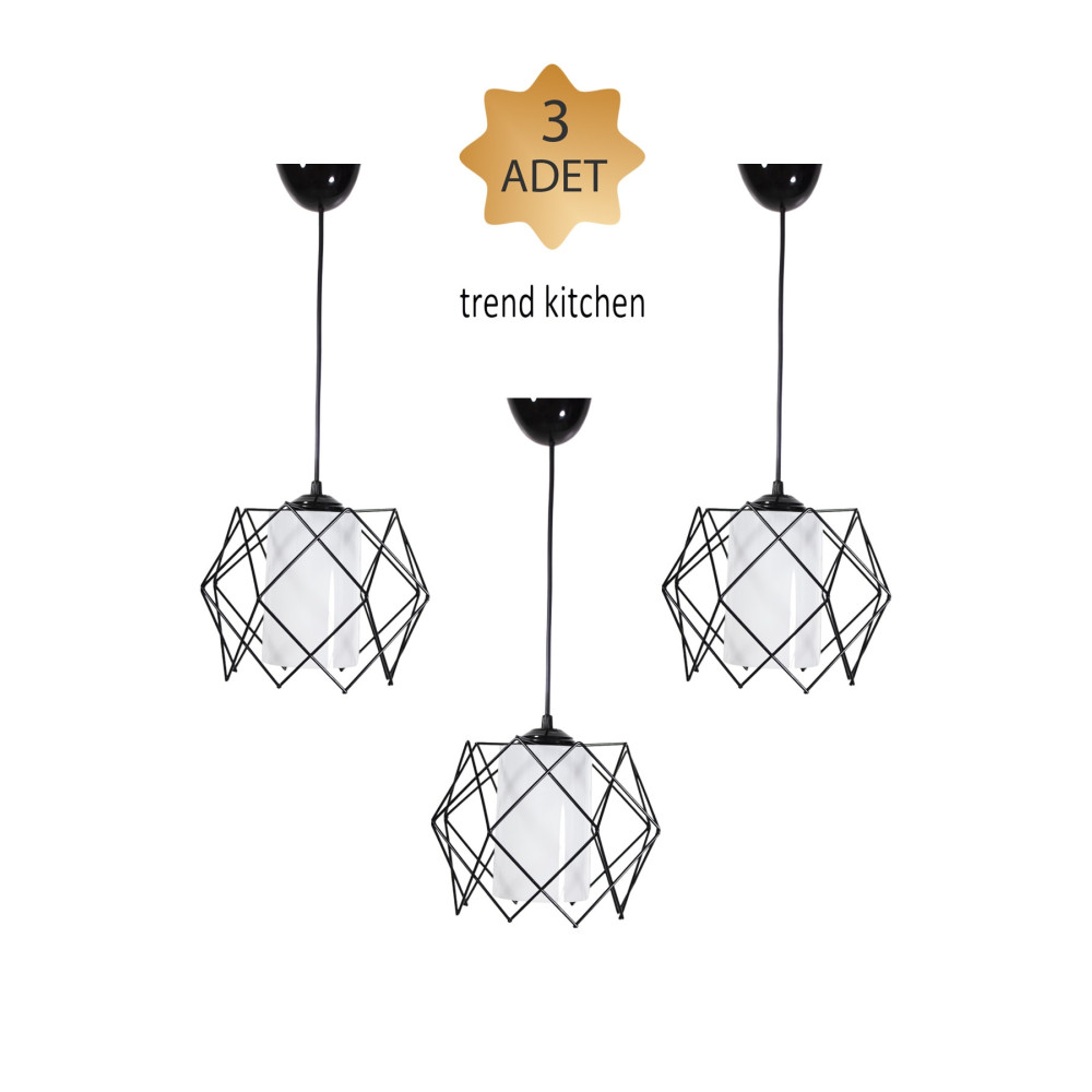 Trend Kitchen 3 Adet Silvano Beyaz Camlı Modern Sarkıt Avize Avize Fiyatı