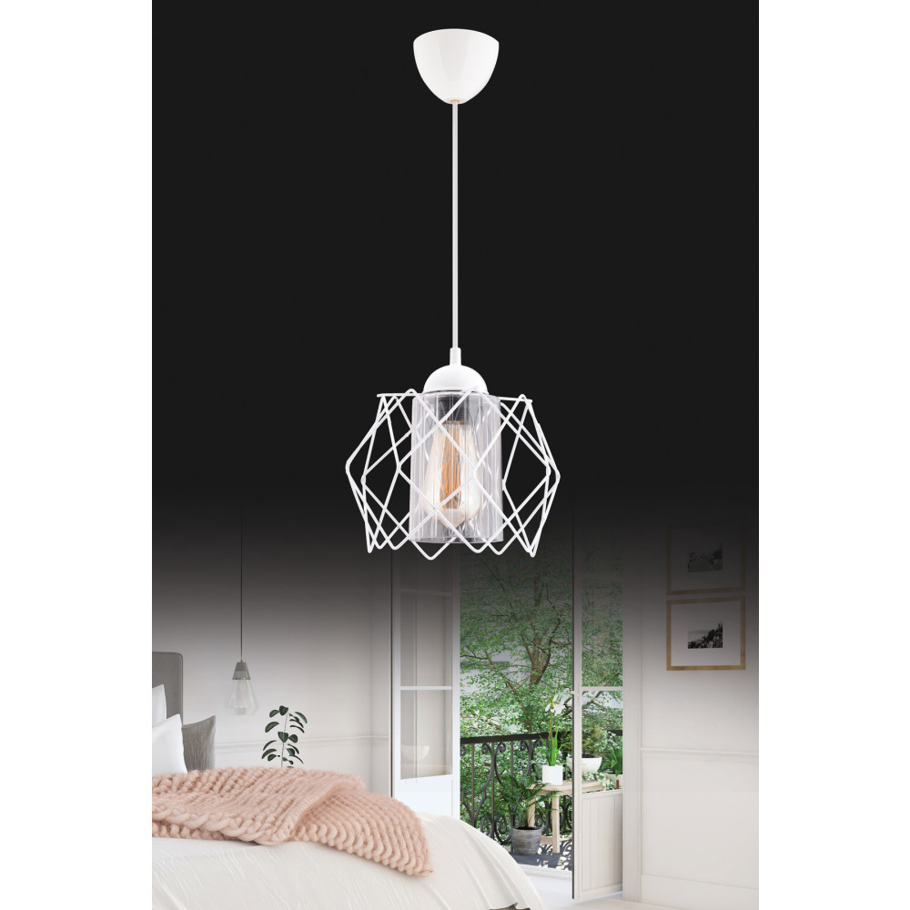 Trend Kitchen Modern Elegante Tekli Beyaz Şeffaf Mika Camlı Salon Mutfak oturma Odası Hol Avize Aydınlatma Avize Fiyatı