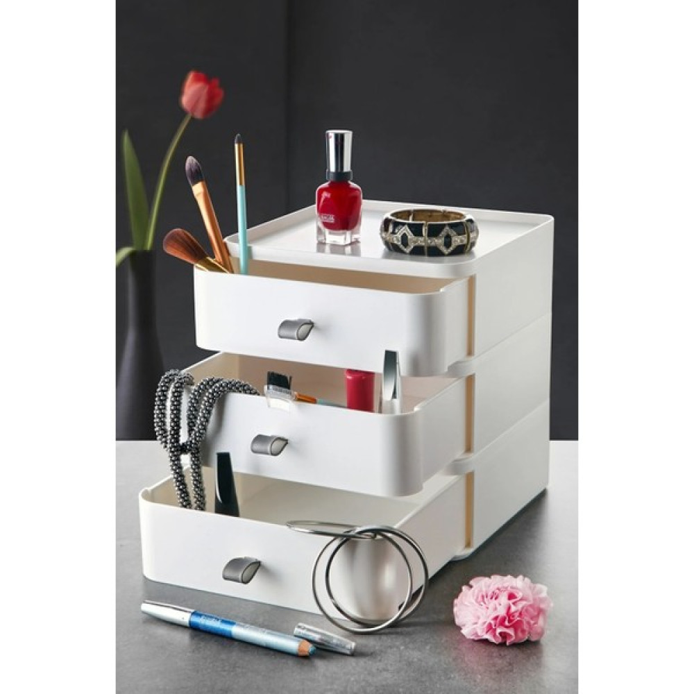 Trend Maison Çok Amaçlı Çekmeceli Masa Üstü Organizer Düzenleyici Beyaz 3 lü Set - 21x21x16 cm Eşya Saklama Kutusu Fiyatı
