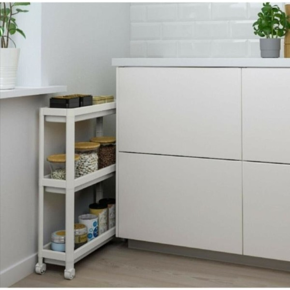 Trend Maison Çok Amaçlı Raf Ünitesi 3 Katlı Slim Tekerlekli Mutfak Banyo Düzenleyici Organizer Vesken Beyaz Eşya Saklama / Düzenleme Fiyatı