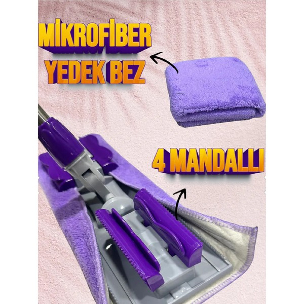 Trend Marketi Sihirli Teleskobik Mop (+1 Bez ) - Mor Temizlik Malzemeleri Fiyatı