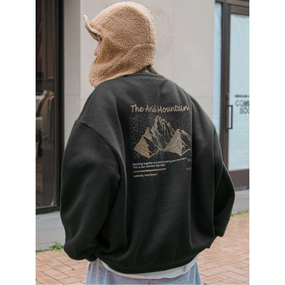 Trend Seninle Kadın Arid Mountain Baskılı Oversize Sweatshirt Bayan Sweatshirt Fiyatı