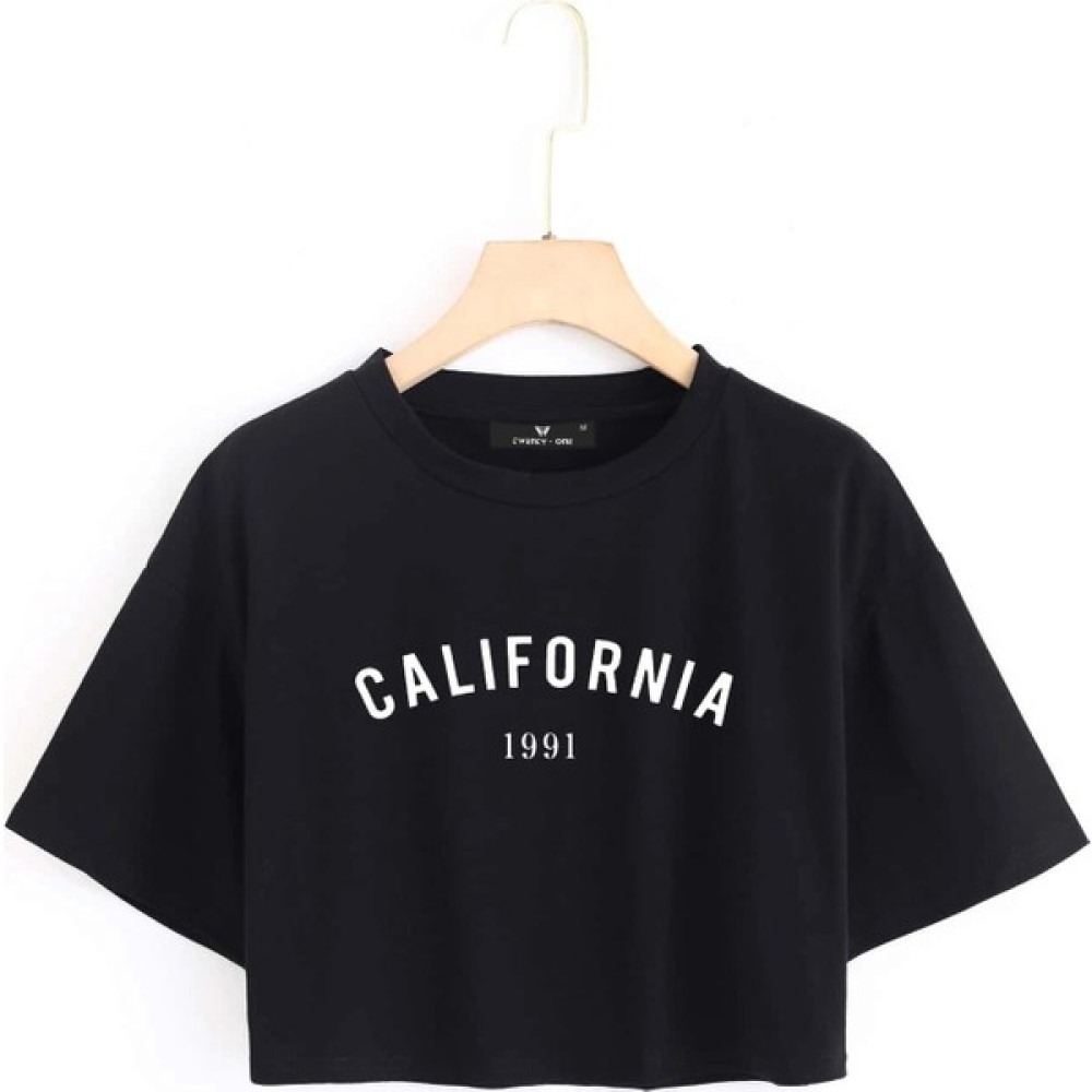 Trend Seninle Kadın California Baskılı Oversize Crop Bayan T-shirt Fiyatı