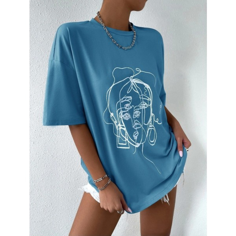Trend Seninle Kadın Çizgili Figür Oversize T-Shirt Bayan T-shirt Fiyatı
