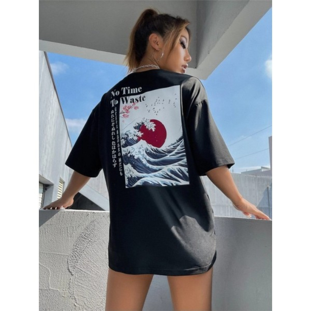 Trend Seninle Kadın Japanese Sırt Baskılı T-Shirt Bayan T-shirt Fiyatı