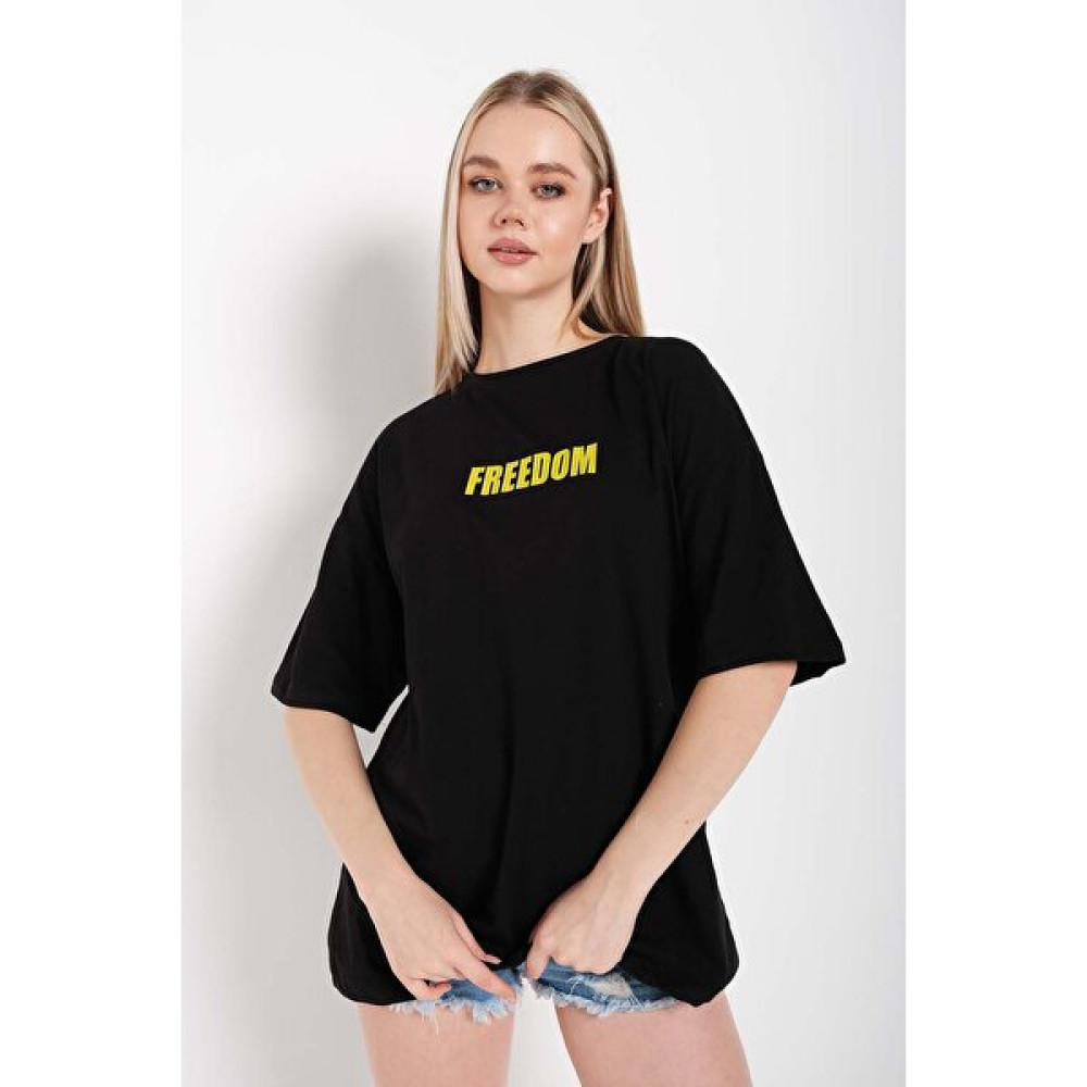 Trend Seninle Kadın Oversize Freedom Baskılı T-Shirt Bayan T-shirt Fiyatı