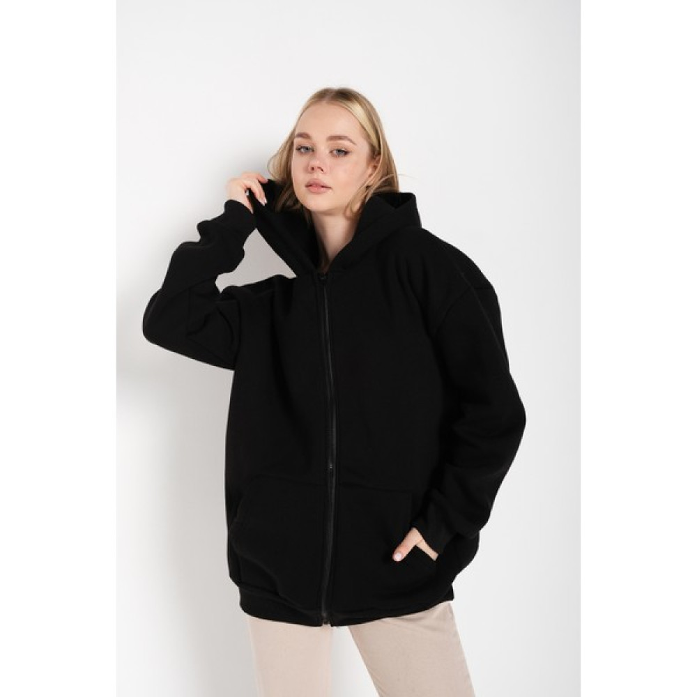 Trend Seninle Kadın Siyah Oversize Fermuarlı Hırka Bayan Sweatshirt Fiyatı