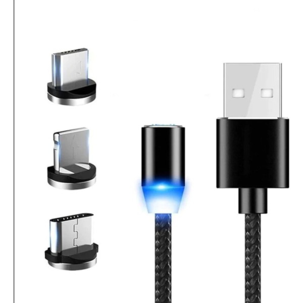 Trend Sepetim 3in1 Micro USB/Type-C/Lightning Ledli Mıknatıslı Manyetik Şarj Kablosu Cep Telefonu Kablosu Fiyatı