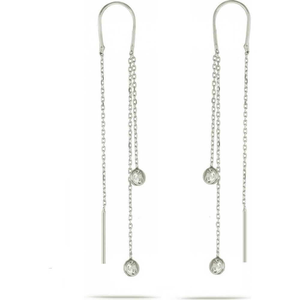 Trend Silver 925 Ayar Gümüş Rodyumlu Üç Zincirli Zirkon Taşlı Sallantılı Küpe Gümüş Küpe Fiyatı