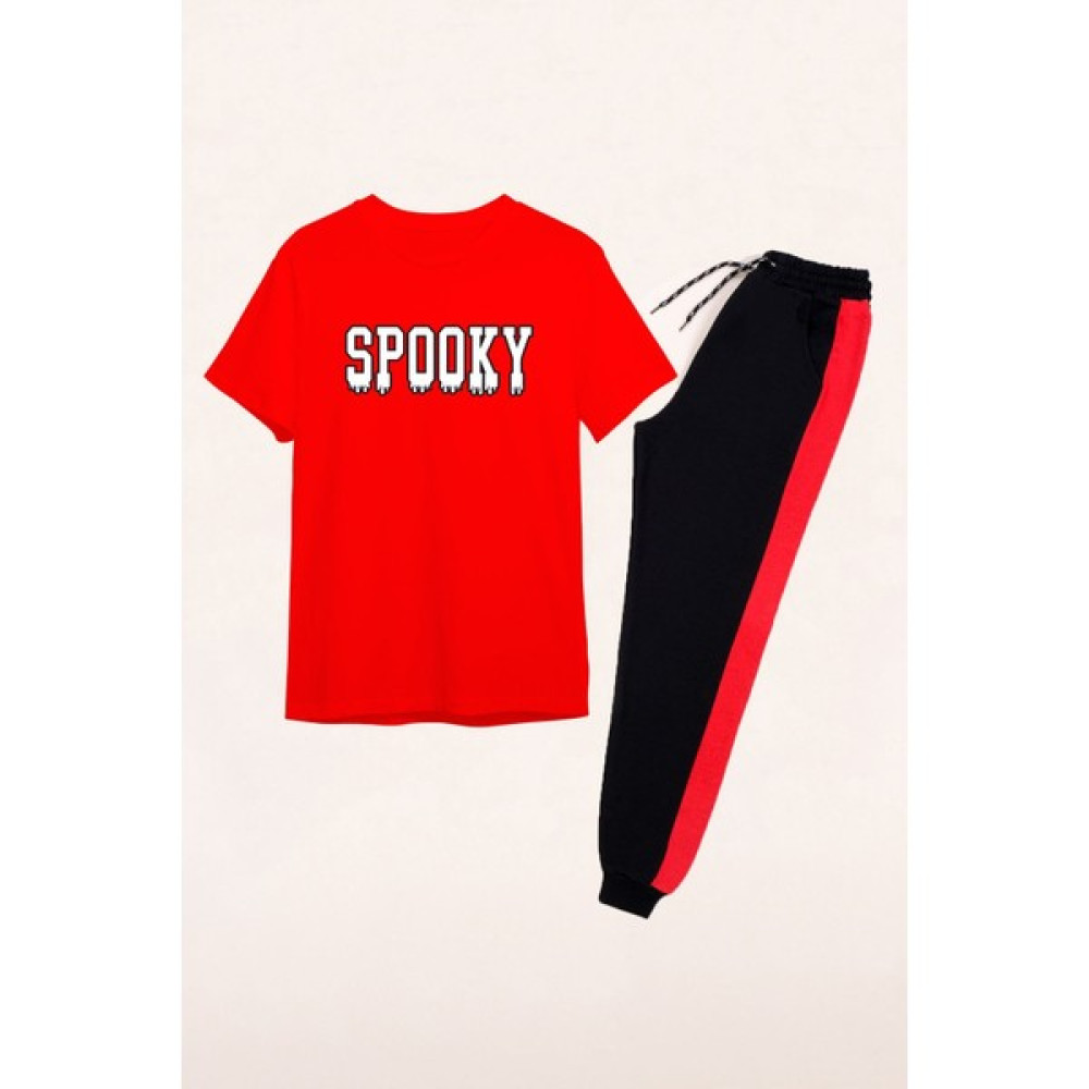 Trend Sizde Kısa Kol Spooky Cat Eşofman Takımı Erkek Eşofman Fiyatı