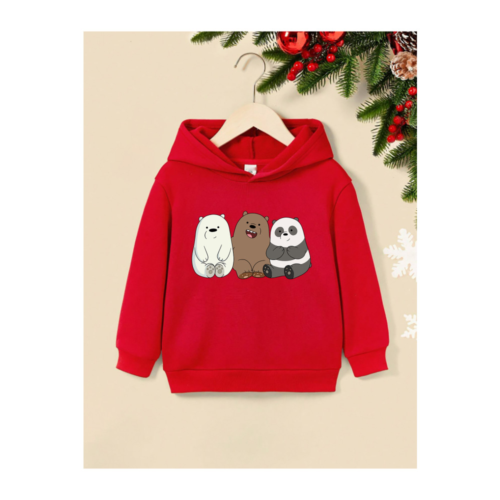 Trend Sizde Unisex Çocuk Kafadar Ayılar Baskılı Kapüşonlu Sweatshirt 5-6 Yaş Beden Bayan Sweatshirt Fiyatı
