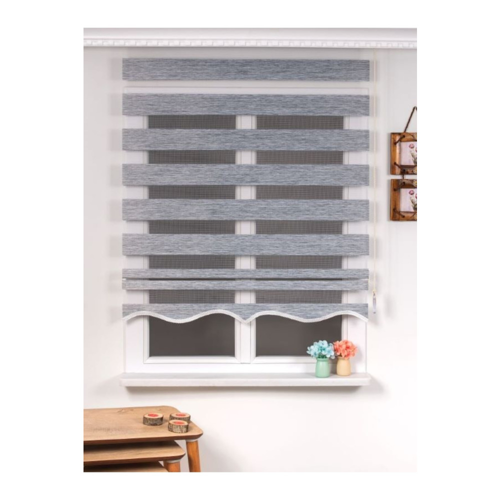 TREND STOR PERDE Ithal Bambu Açık Gri Bambu Stor Zebra Perde Etek Dilimli 120 x 250 Beden Stor Perde Fiyatı