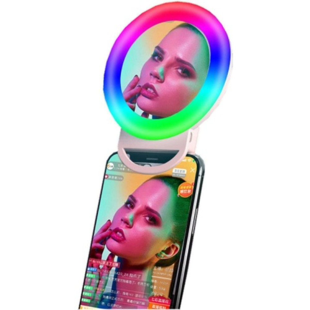 Trend Techno Trendtechno Rgb Ring Light Şarjlı LED Selfie Soft Aynalı Makyaj Selfi Işıgı 7 Farklı Renk - 15 Mod Video Kamera Aksesuarları Fiyatı