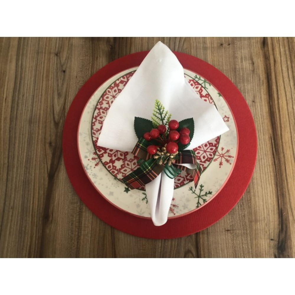 Trend Yuvam Ev Tekstil Ürünleri Ekose Kokina Peçete Halkası (6 Adet) - 10 x 10 cm - Kırmızı Masa Örtüsü Fiyatı