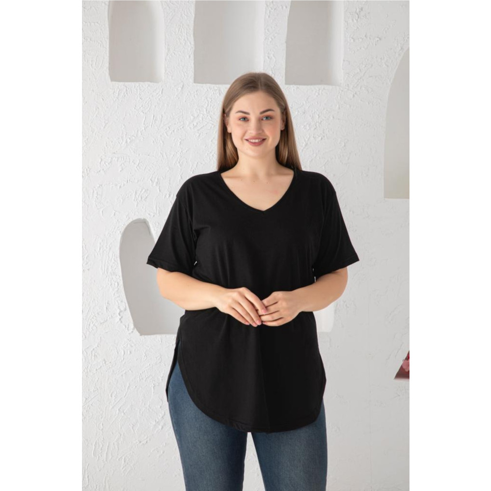 Trendbade Butik Kadın V Yaka Büyük Beden T-shirt Siyah 3XL Beden Giyim & İç Giyim Fiyatı