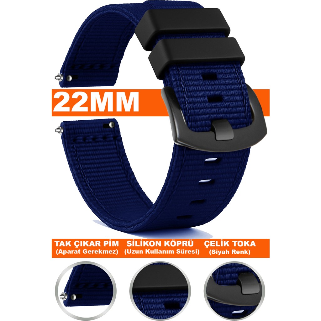 Trendburada Huawei Watch Gt Gt2 Gt3 Gt4 Gt5 Pro 46mm-Xiaomi Redmi Watch 5 Active-Lite 22mm Nato Kumaş Saat Kordonu TB1 - Renkli Cep Telefonu Fiyatı
