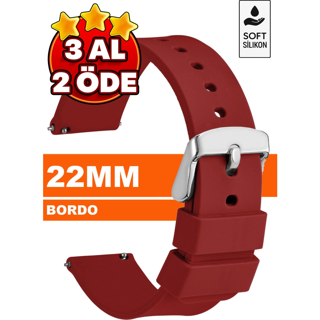 Trendburada Huawei Watch Gt Gt2 Gt3 Gt4 Gt5 Pro 46mm Xiaomi Redmi Watch 5 Active-Lite Saat Uyumlu 22mm Silikon Saat Kordonu Kayışı TB1 - Bordo Akıllı Saat Aksesuarı Fiyatı