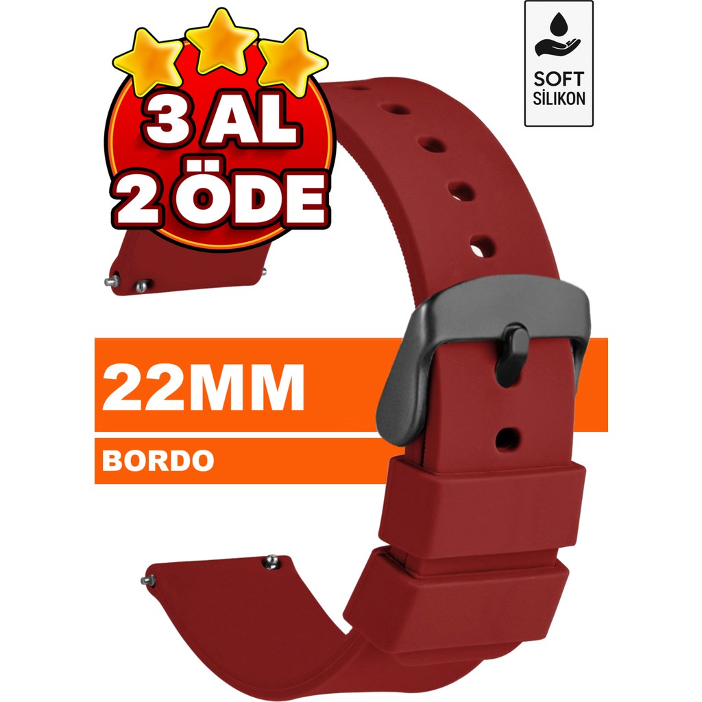 Trendburada Huawei Watch Gt Gt2 Gt3 Gt4 Gt5 Pro 46mm Xiaomi Redmi Watch 5 Active-Lite Saat Uyumlu 22mm Silikon Saat Kordonu Kayışı TB1 - Bordo - Siyah Cep Telefonu Fiyatı