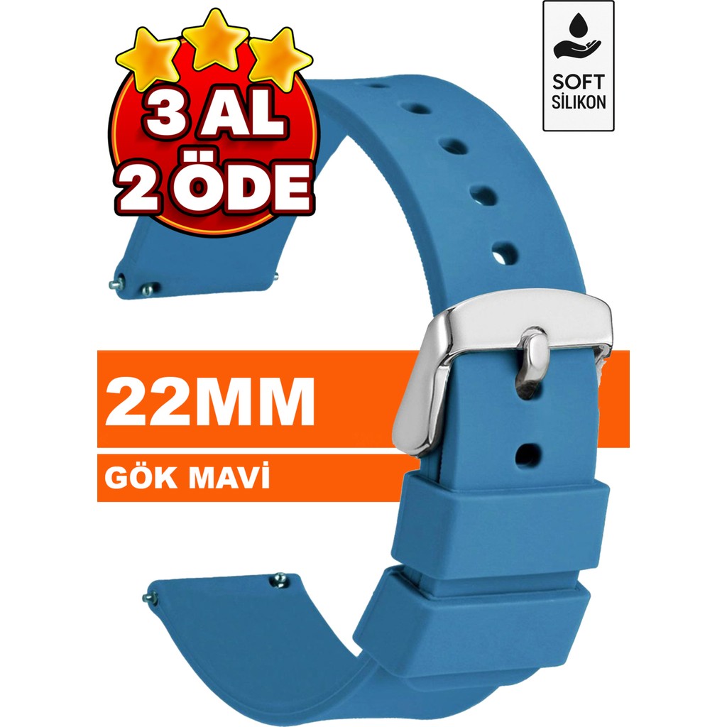 Trendburada Huawei Watch Gt Gt2 Gt3 Gt4 Gt5 Pro 46mm Xiaomi Redmi Watch 5 Active-Lite Saat Uyumlu 22mm Silikon Saat Kordonu Kayışı TB1 - Gök Mavisi Akıllı Saat Aksesuarı Fiyatı