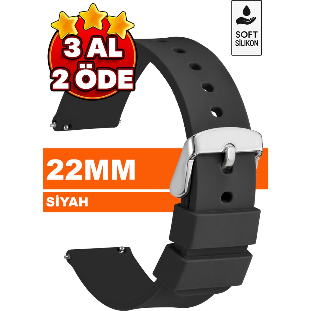 Trendburada Huawei Watch Gt Gt2 Gt3 Gt4 Gt5 Pro 46mm Xiaomi Redmi Watch 5 Active-Lite Saat Uyumlu 22mm Silikon Saat Kordonu Kayışı TB1 - Siyah - Gümüş Akıllı Saat Aksesuarı Fiyatı
