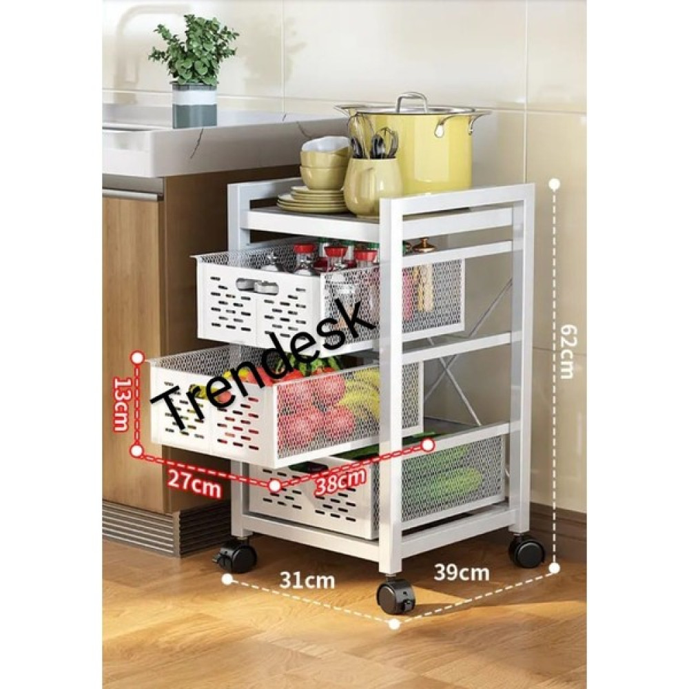 Trendesk 3 Katlı Metal Beyaz Patates Soğan Sebze Meyve Sepeti Sebzelik Saklama Kapları Fiyatı