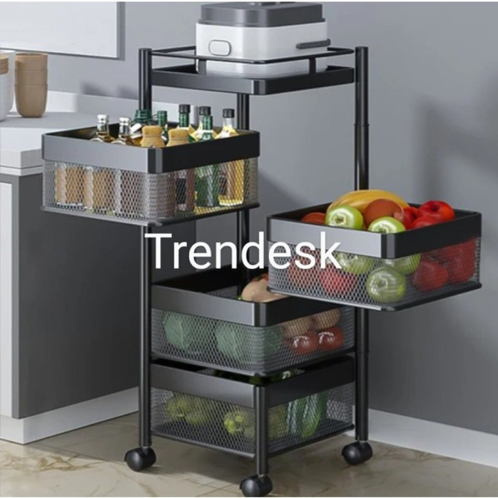 Trendesk 4 Katlı Lux Siyah Metal Sebze Meyve Sepeti Sebzelik Tekerlekli Saklama Kapları Fiyatı