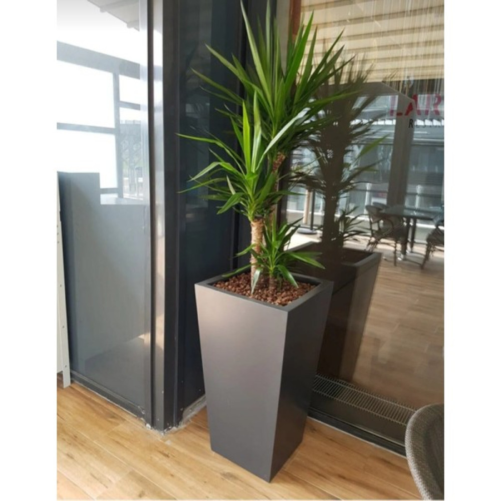 Trendesk Galvaniz Konik Saksı, Çiçeklik ,çiçek Standı Sınır Saksısı 30X20X60 Texture Mat Siyah Suluk Fiyatı